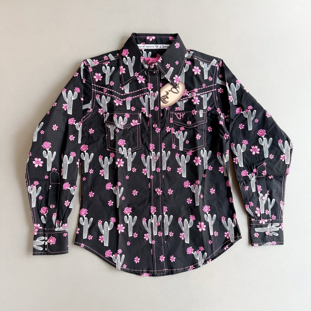 Cowgirl Hardware Girls Small 6 Desert Rose Western Snap Shirt Cactus Floral NWT